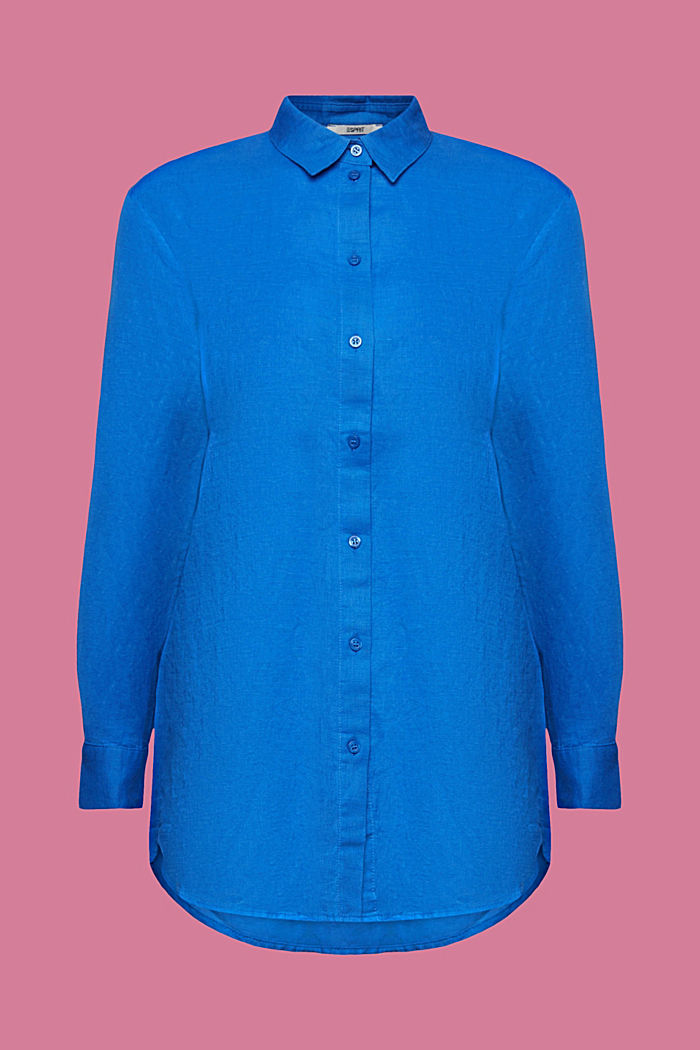 ‌棉麻混紡女裝襯衫, 藍色, detail-asia image number 5