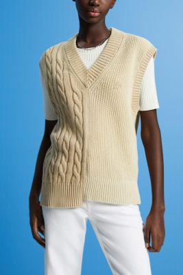 Mixed pattern chunky knit slipover