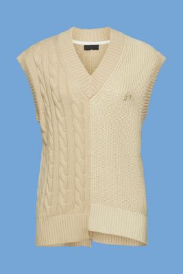 Mixed pattern chunky knit slipover