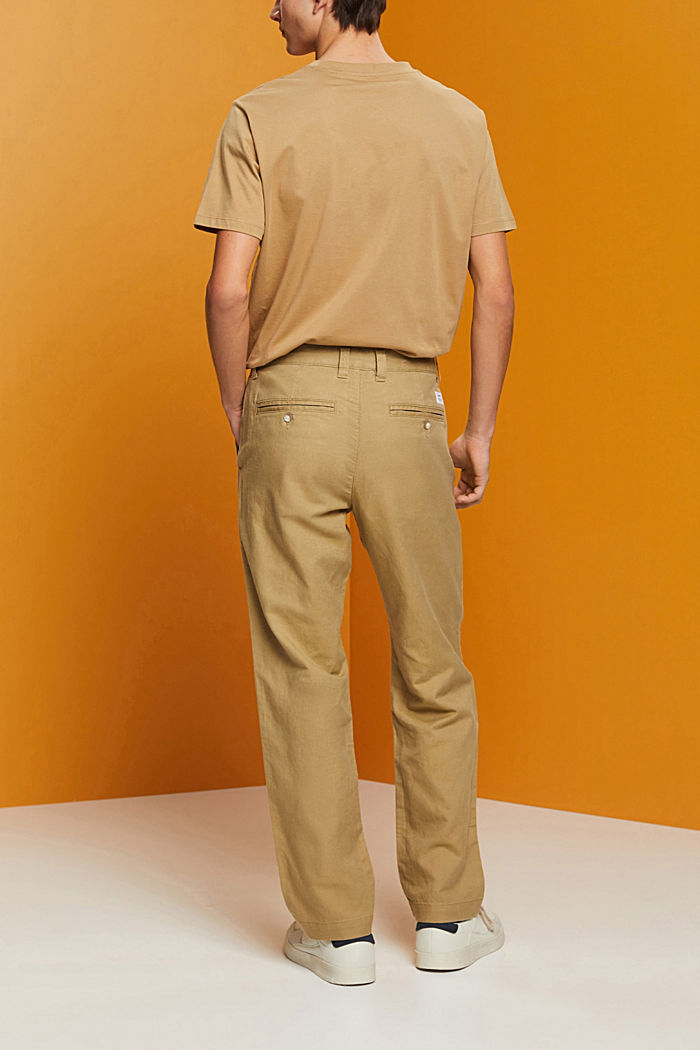 Cotton and linen blended trousers, KHAKI BEIGE, detail-asia image number 3