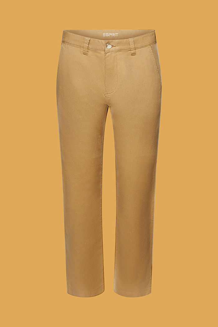 Cotton and linen blended trousers, KHAKI BEIGE, detail-asia image number 6