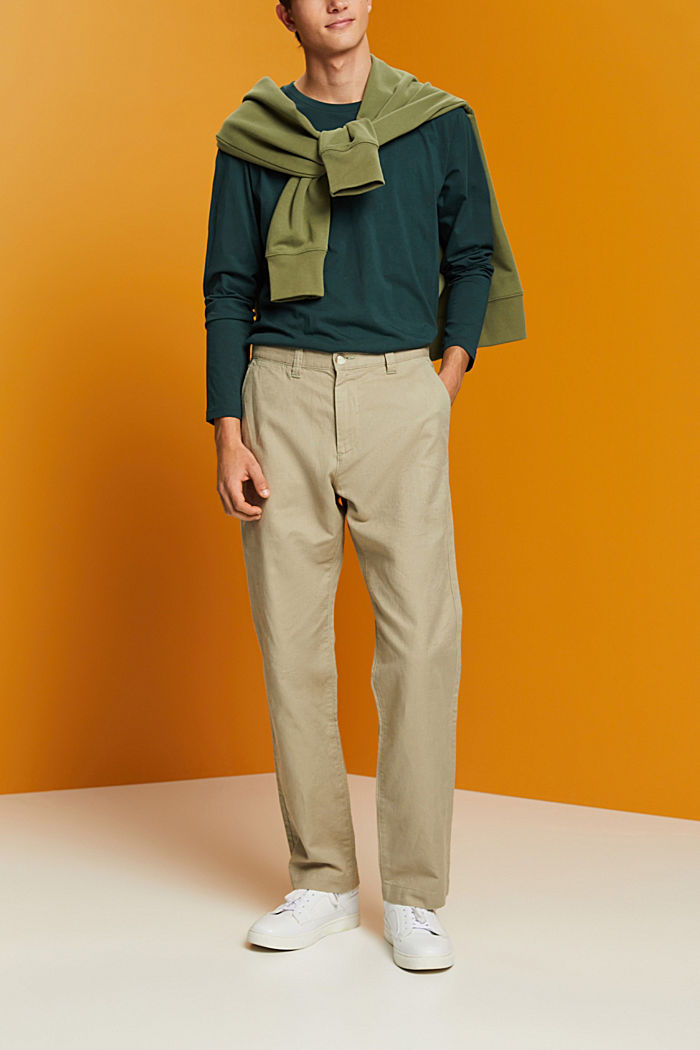 Cotton and linen blended trousers, LIGHT GREEN, detail-asia image number 1