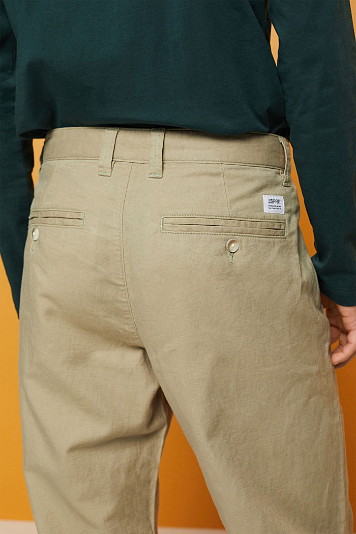 Cotton and linen blended trousers, LIGHT GREEN, detail-asia image number 3