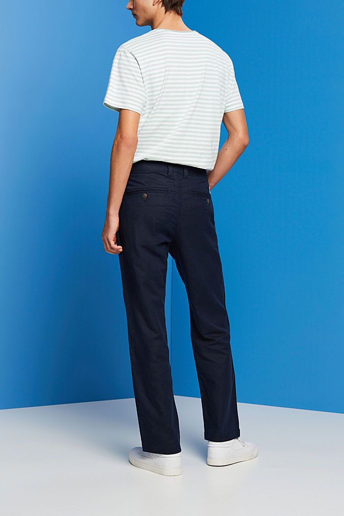 Cotton and linen blended trousers, NAVY, detail-asia image number 3