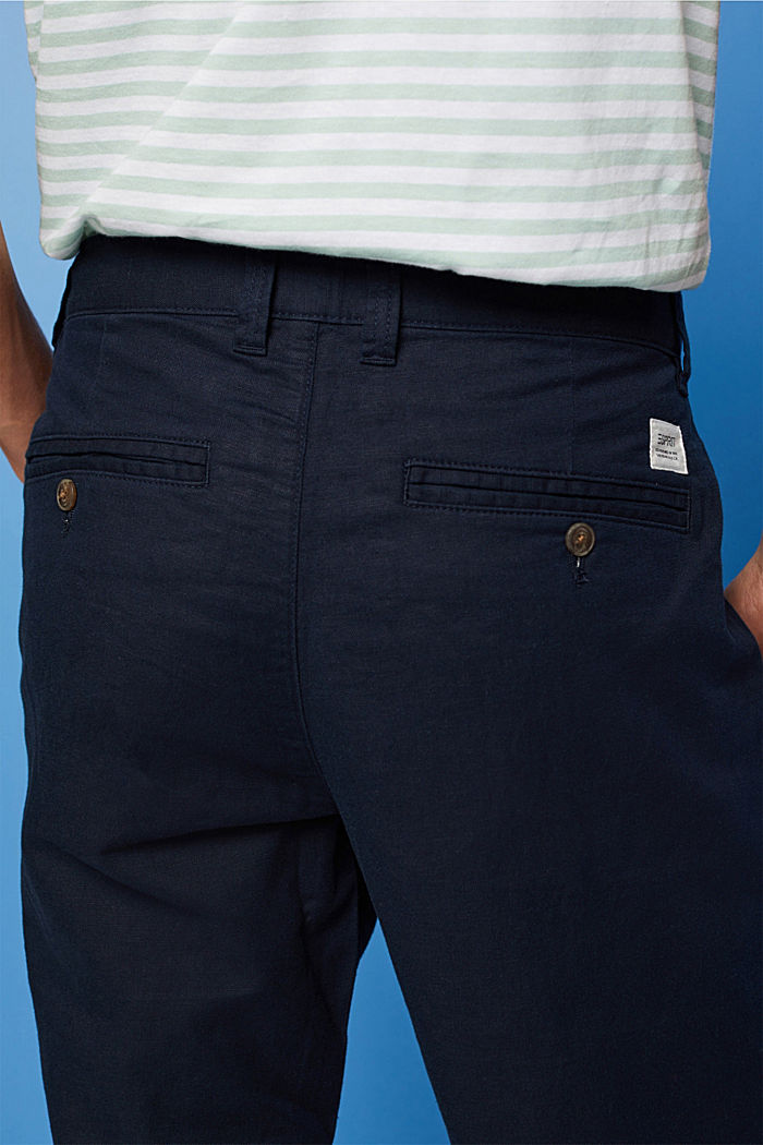 Cotton and linen blended trousers, NAVY, detail-asia image number 4