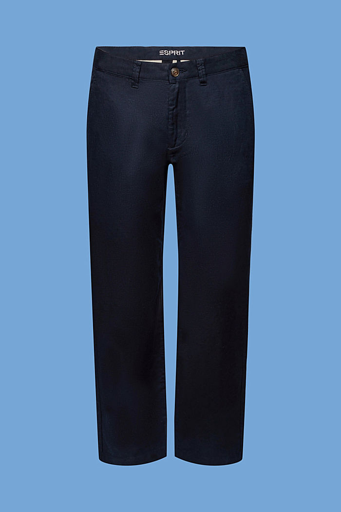 Cotton and linen blended trousers, NAVY, detail-asia image number 7