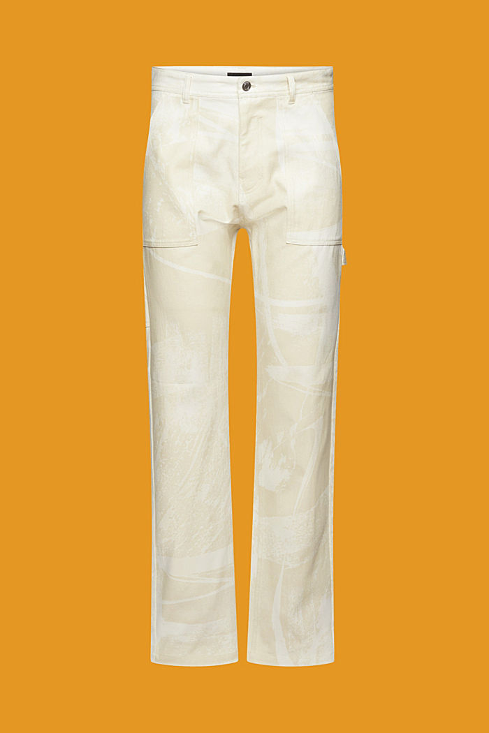 Straight leg cargo trousers with pattern, BEIGE, detail-asia image number 7