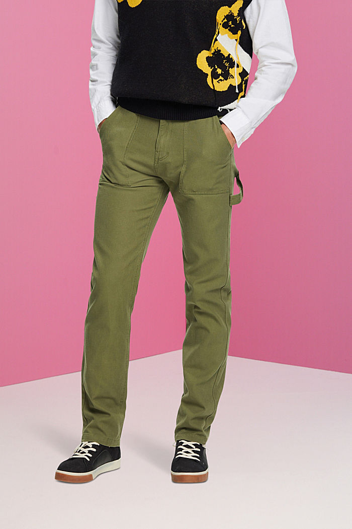 Cotton cargo-style trousers, OLIVE, detail-asia image number 0