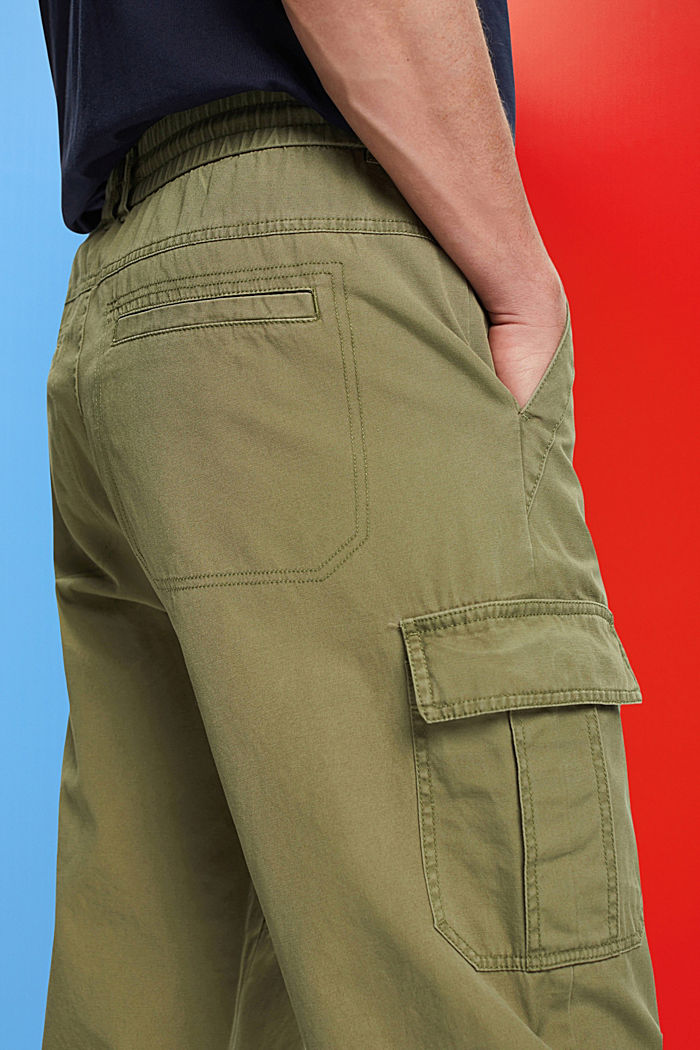 棉質慢跑風格錐形工裝長褲, 橄欖綠, detail-asia image number 4