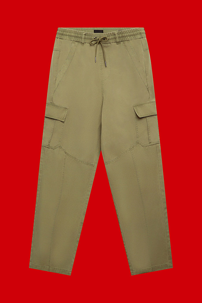 棉質慢跑風格錐形工裝長褲, 橄欖綠, detail-asia image number 6
