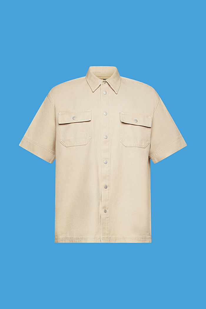 Boxy denim short-sleeved shirt, SAND, detail-asia image number 6