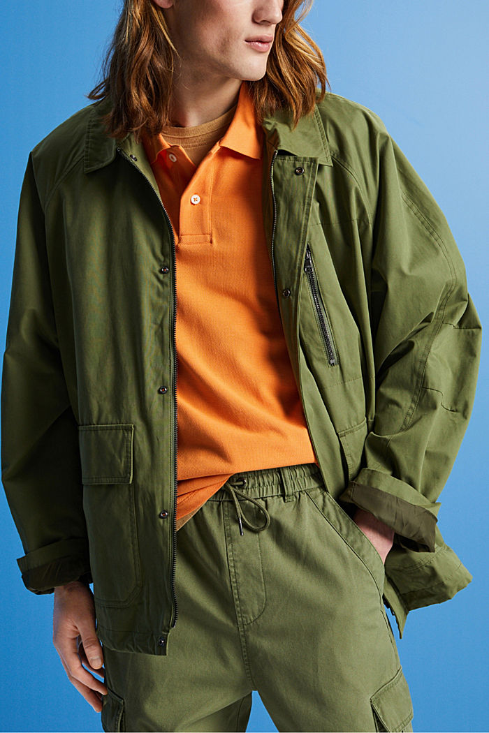 混紡棉野戰外套, 橄欖綠, detail-asia image number 0