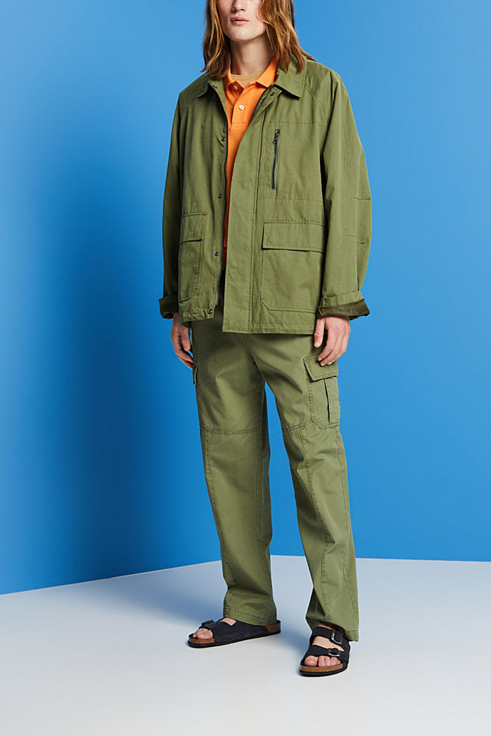 混紡棉野戰外套, 橄欖綠, detail-asia image number 1