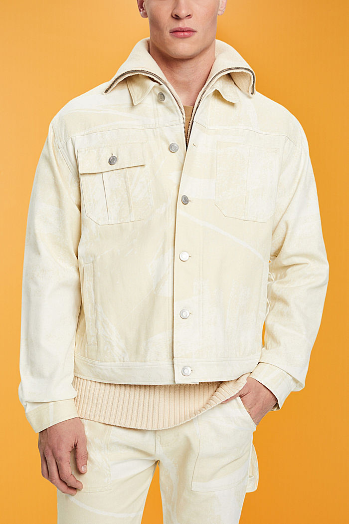 Patterned trucker jacket, BEIGE, detail-asia image number 0