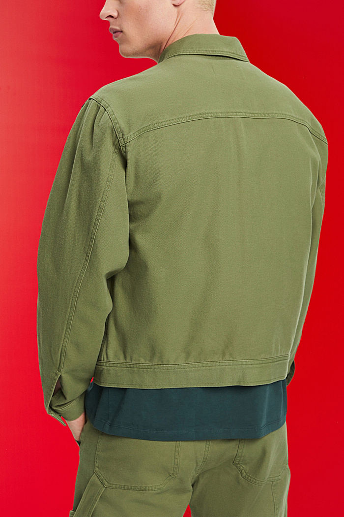 純棉牛仔外套, 橄欖綠, detail-asia image number 3