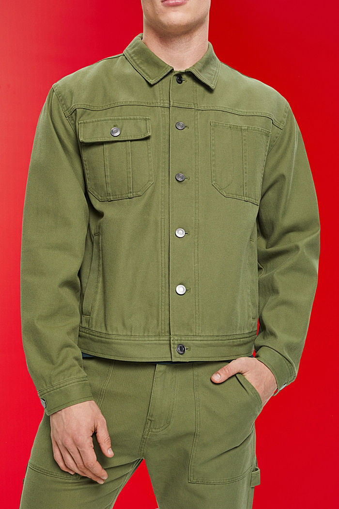 純棉牛仔外套, 橄欖綠, detail-asia image number 2