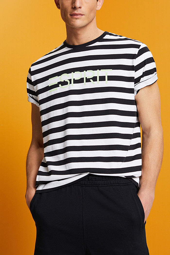 Sustainable cotton striped T-shirt, BLACK, detail-asia image number 0
