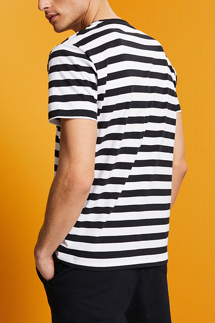 Sustainable cotton striped T-shirt, BLACK, detail-asia image number 3