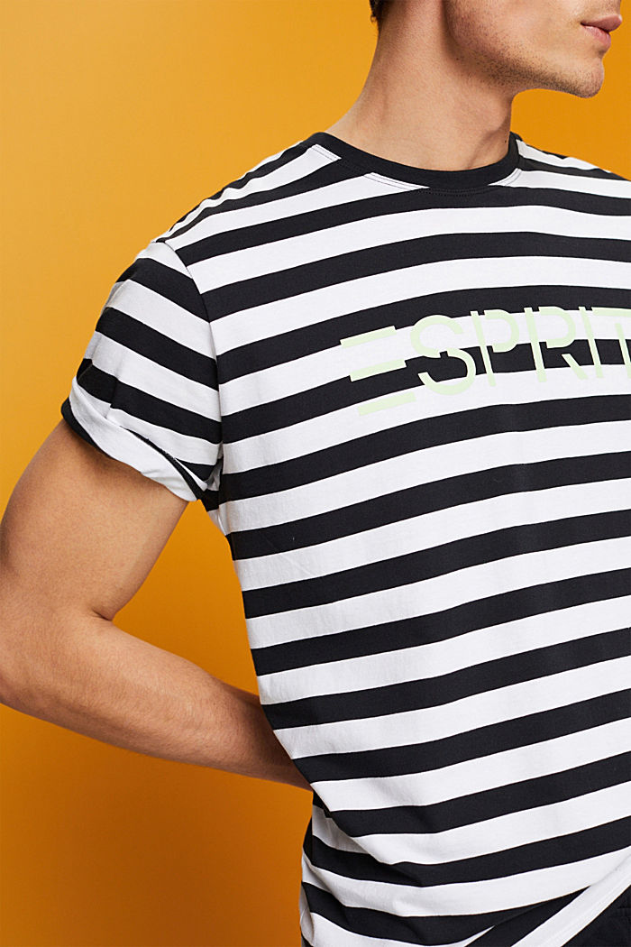 Sustainable cotton striped T-shirt, BLACK, detail-asia image number 2