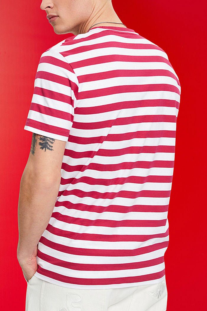 再生棉質條紋T恤, 紅色, detail-asia image number 3