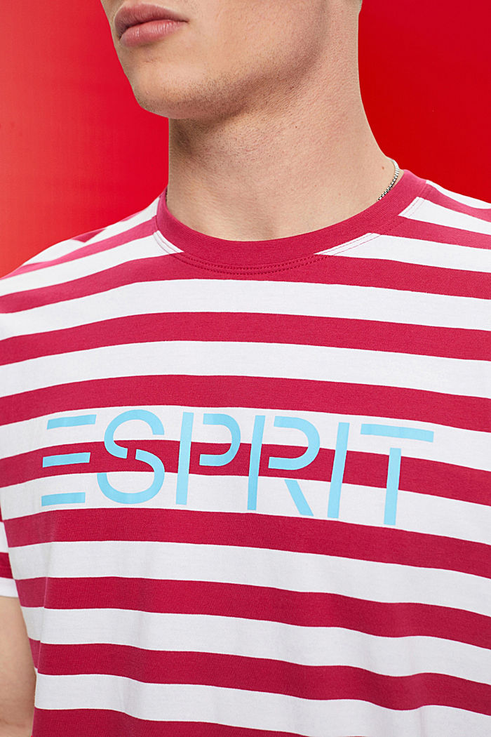 再生棉質條紋T恤, 紅色, detail-asia image number 2