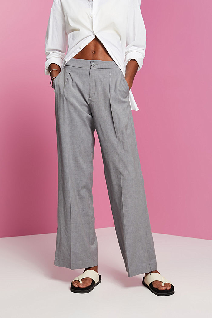 Split hem trousers with zip, LIGHT GREY, detail-asia image number 0