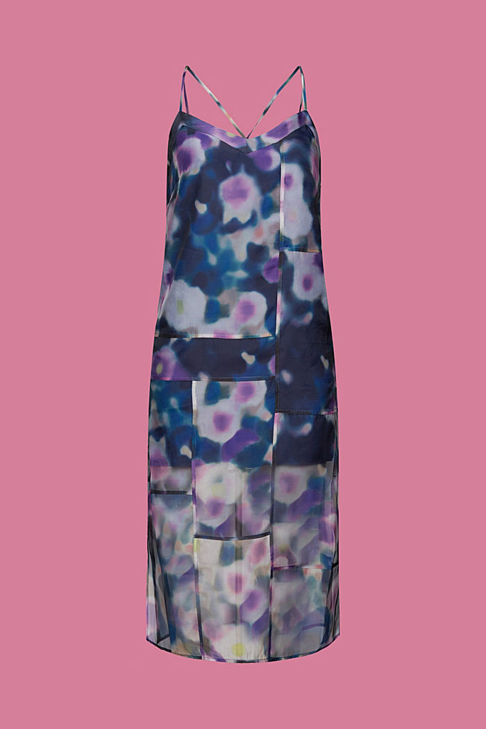 Patterned organza midi dress, BLUE LAVENDER, detail-asia image number 6
