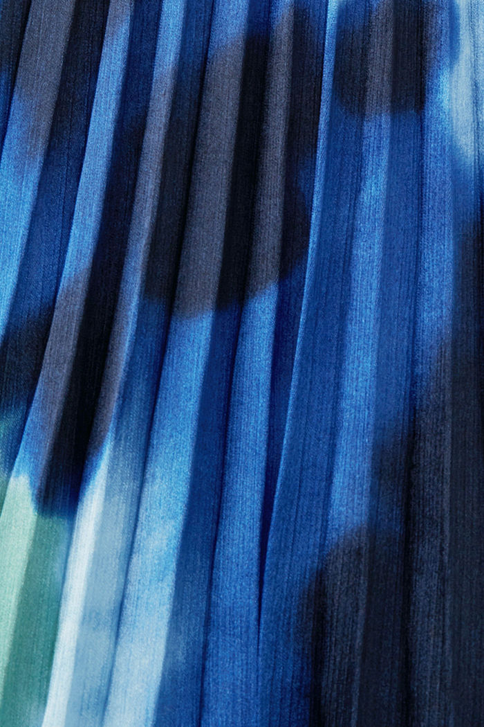 全覆蓋印花中長款褶襉連身裙, 藍色, detail-asia image number 6