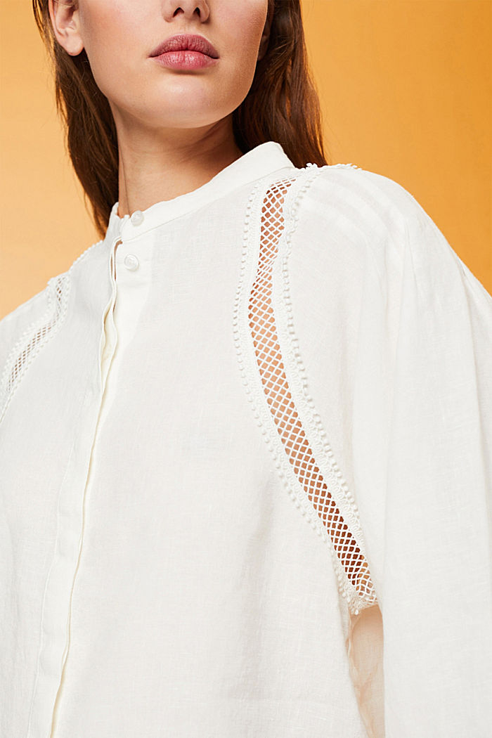 梭織亞麻女裝恤衫, 白色, detail-asia image number 2