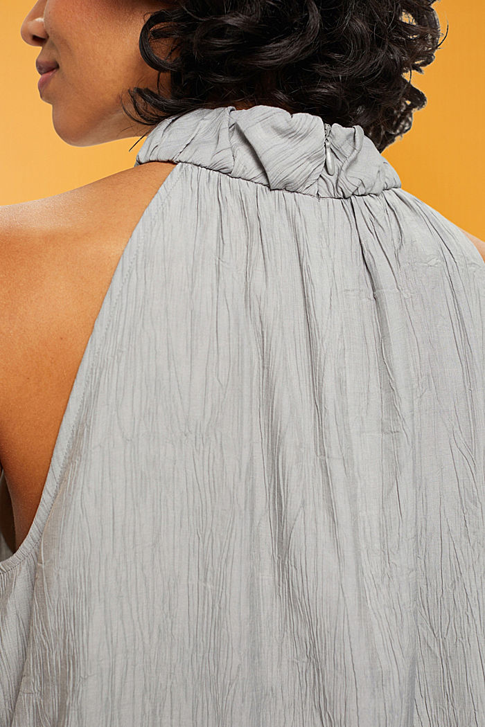 Crinkled and sleeveless blouse, MEDIUM GREY, detail-asia image number 2