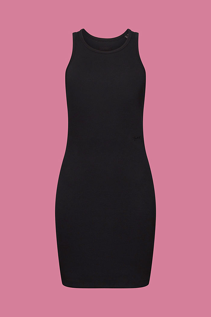 羅紋平織布連身裙, 黑色, detail-asia image number 6