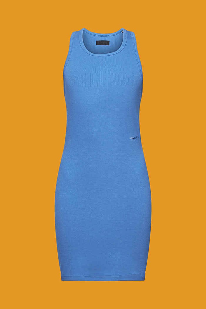 羅紋平織布連身裙, 灰藍色, detail-asia image number 6