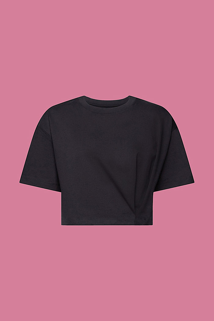 Cropped crewneck T-shirt, BLACK, detail-asia image number 6