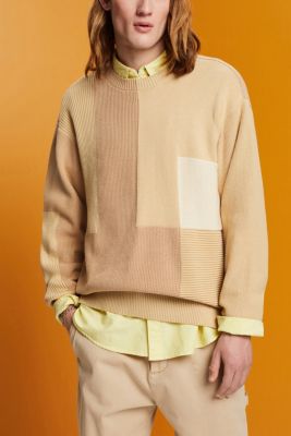 Color blocked crewneck jumper, SAND, detail-asia image number 0