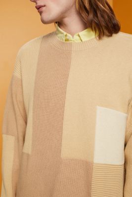 Color blocked crewneck jumper, SAND, detail-asia image number 2