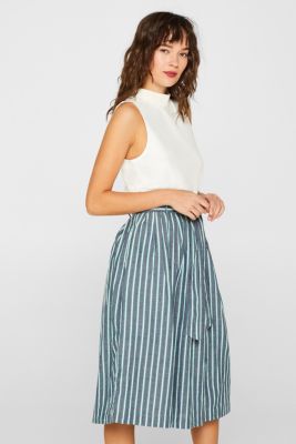 Esprit - Striped midi skirt in 100% cotton at our Online Shop