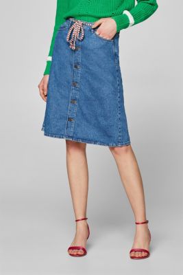 Esprit Denim skirt with a braided belt, 100 cotton at our Online Shop