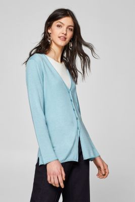 Esprit Fineknit cardigan with rolled edges, recycled at our Online Shop