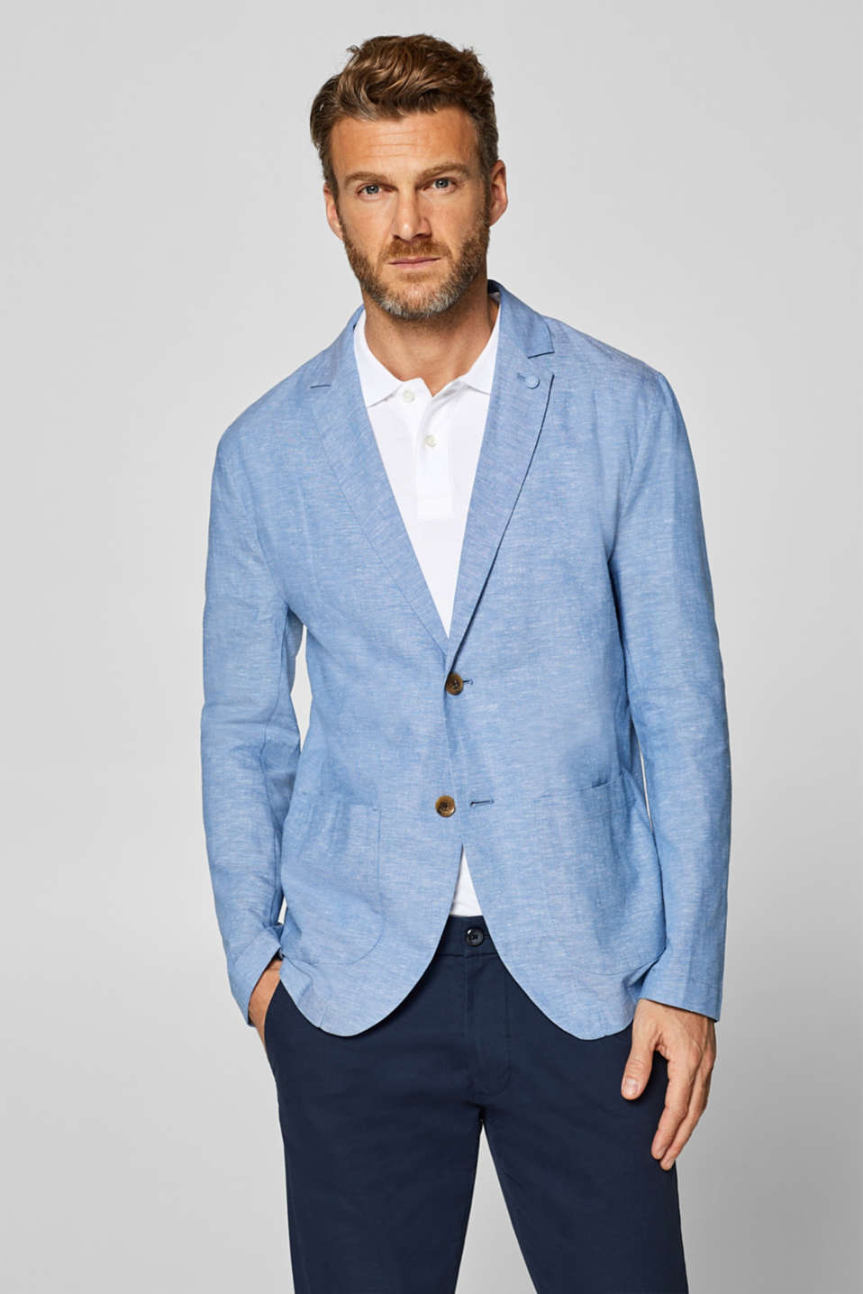 Esprit - Linen blend: unlined tailored jacket at our Online Shop