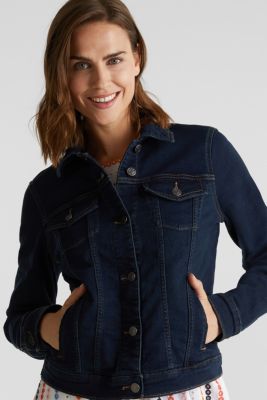 Esprit - Denim jacket in soft denim tracksuit fabric at our Online Shop