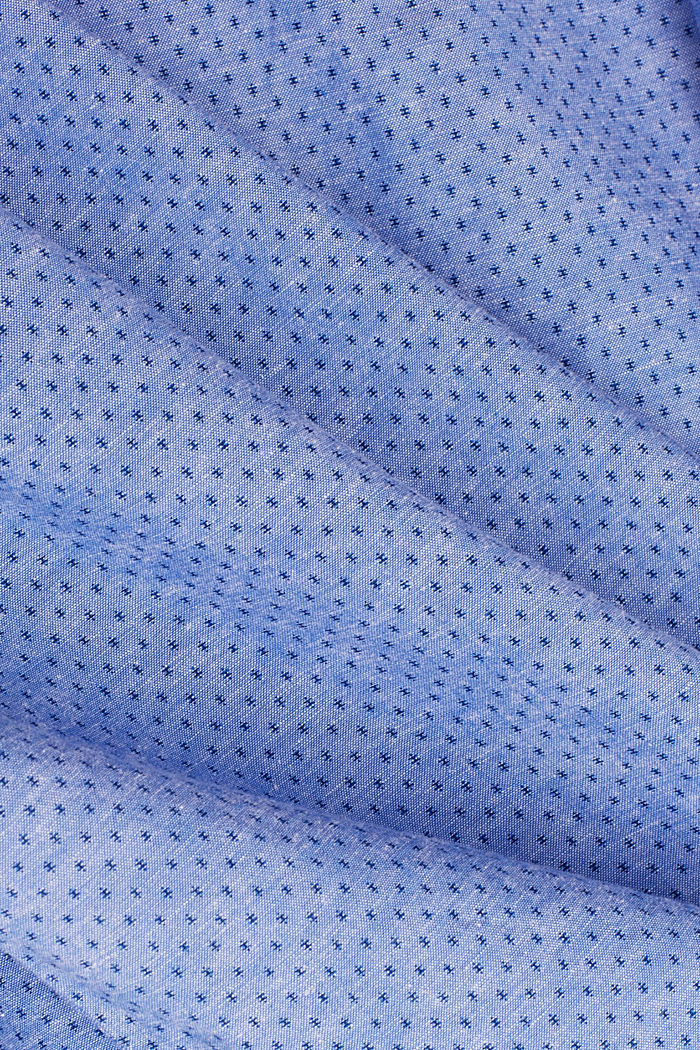 Con lino: camicia a manica corta con collo a listino, BLUE, detail image number 4