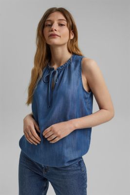 Van TENCEL&trade;: blouse met denim look