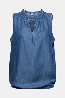 Van TENCEL&trade;: blouse met denim look