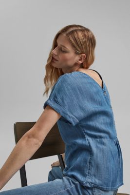 Van TENCEL&trade;: blouse met denimlook