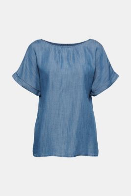 Van TENCEL&trade;: blouse met denimlook