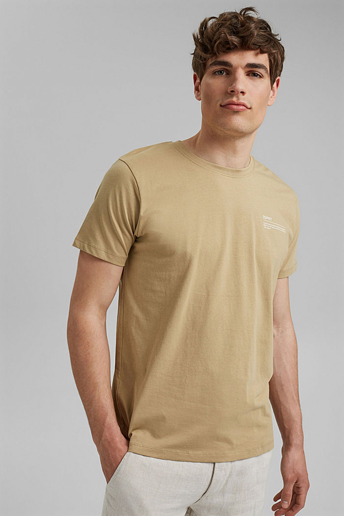 Camiseta con estampado, 100 % algodón ecológico, BEIGE, overview