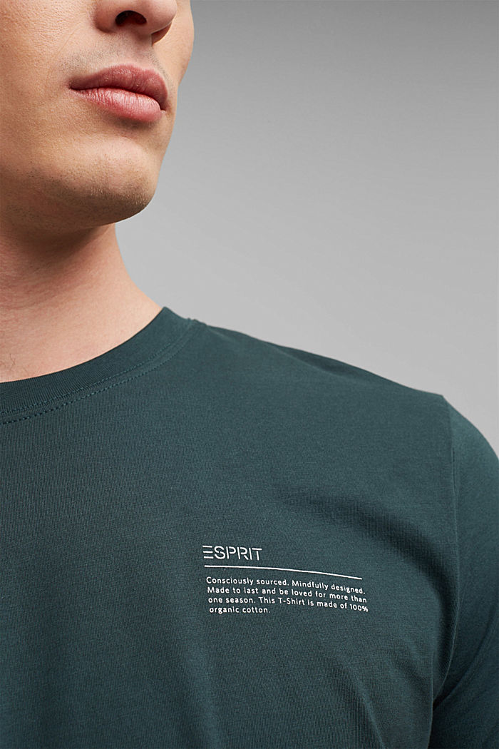Camiseta con estampado, 100 % algodón ecológico, TEAL BLUE, detail image number 1