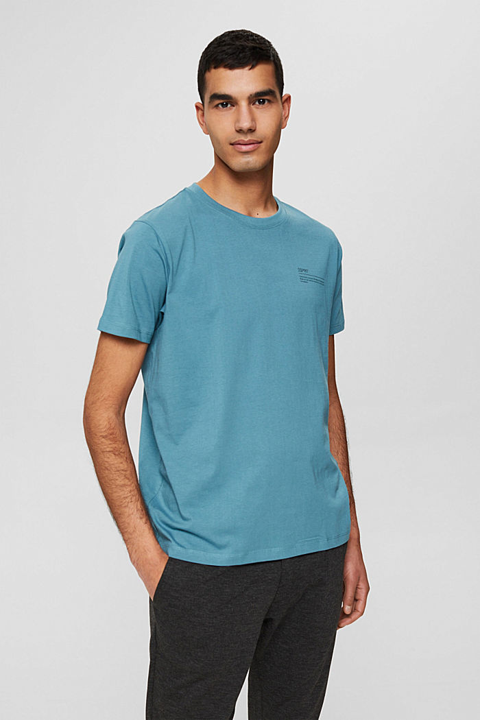 T-shirt z nadrukiem, 100% bawełny organicznej, TURQUOISE, detail image number 0