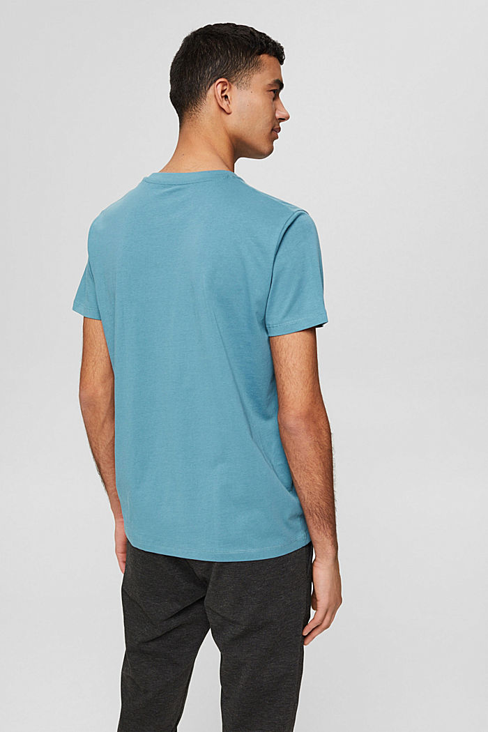 Jersey T-shirt met print, 100% biologisch katoen, TURQUOISE, detail image number 3