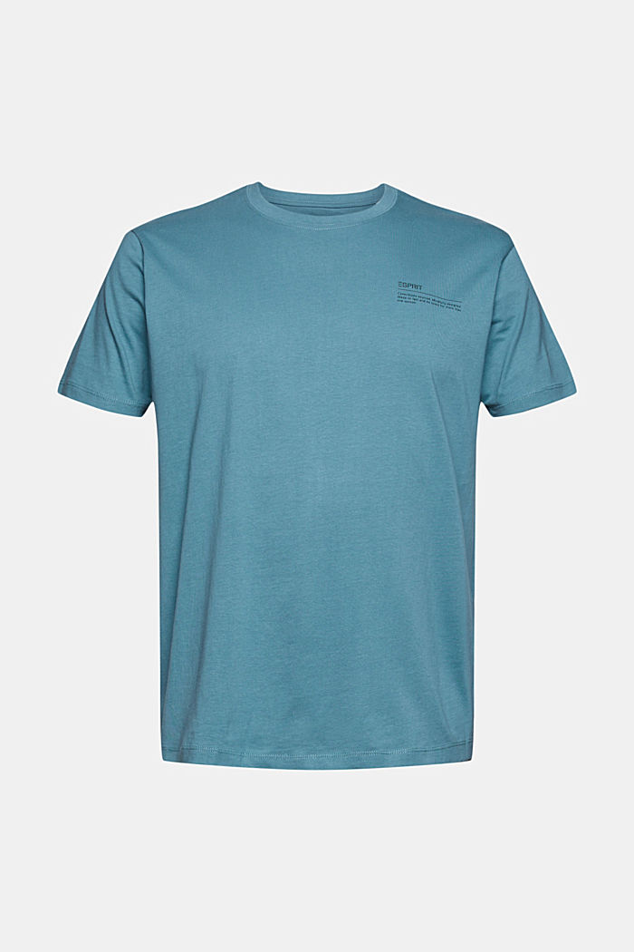 T-shirt con stampa, 100% cotone biologico, TURQUOISE, overview